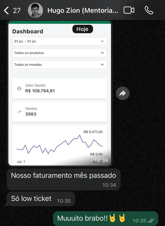 Print do resultado: Do zero aos R$ 100 mil em vendas na Kiwify em 30 dias